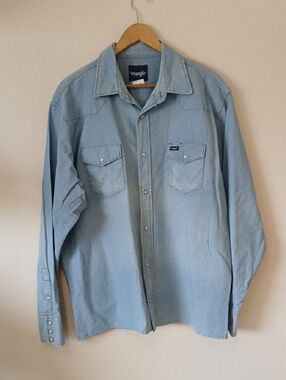 Vintage Wrangler Denim Snap Button Western Shirt 2XLT